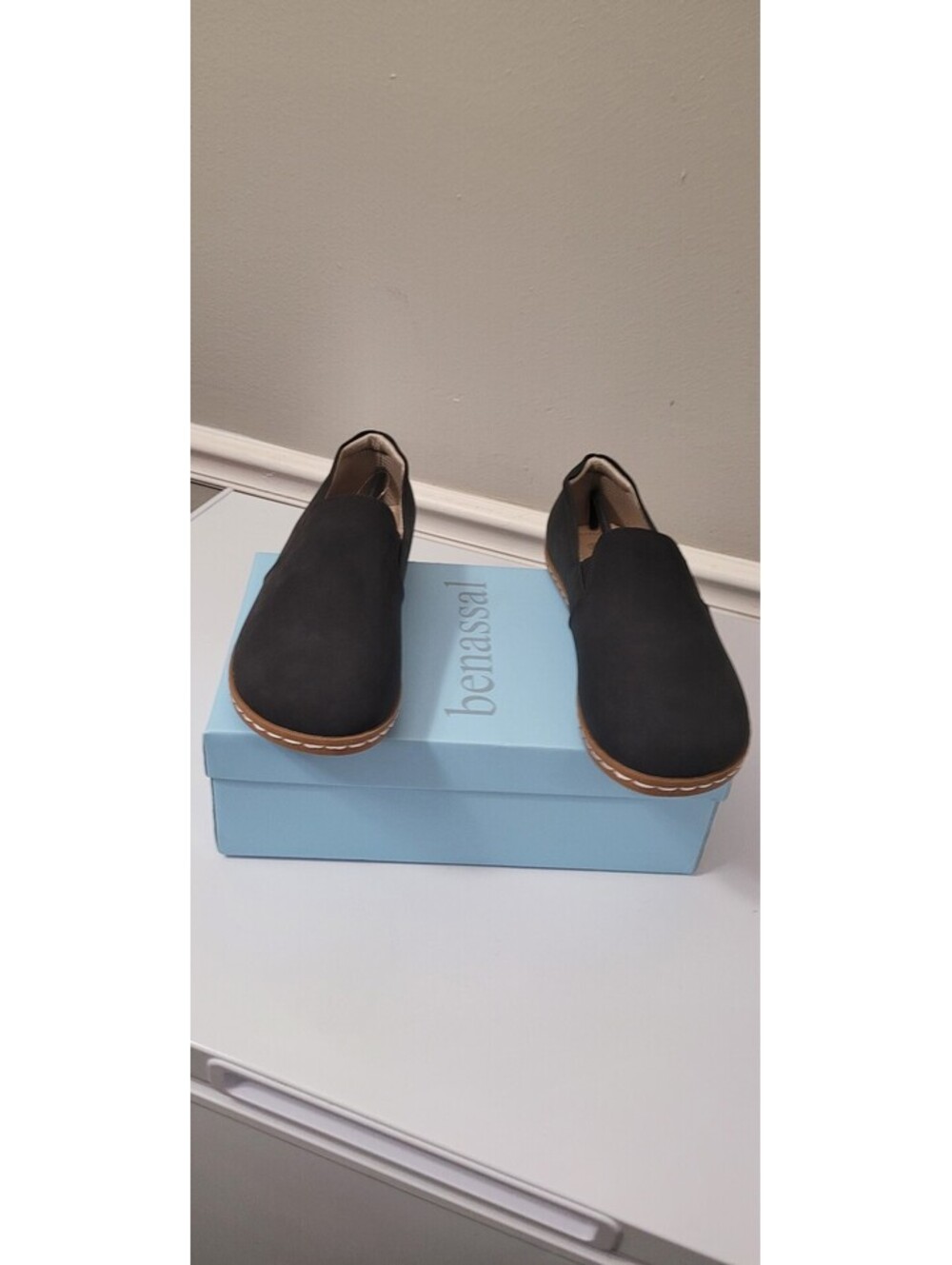 benassal Women's Slip-On Flats Carbon Black Size 10